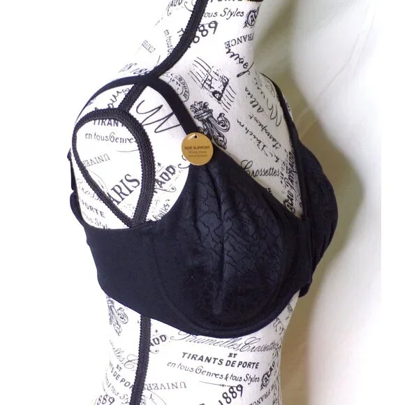 🆕WACOAL Inside Job Full Unpadded Underwire Bra 36DDD Black #855345 - Picture 6 of 8